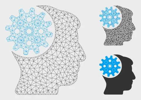 Head Gear Vector Mesh Carcass Model and Triangle Mosaic Icon Illustrazione stock