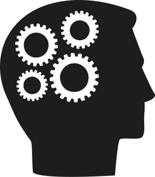 Head with gear wheels in brain Stock Illustration