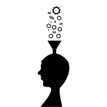 Head with gear on white background Stock Illustration