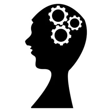 Head with gear on white background Stock Illustration