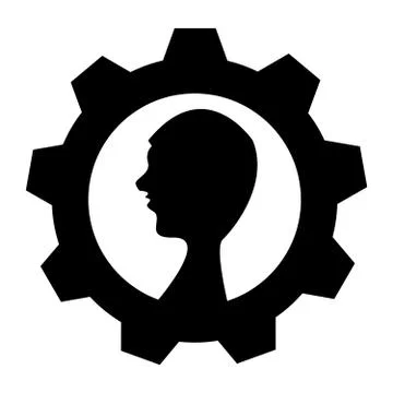 Head with gear on white background Stock Illustration