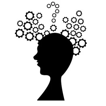 Head with gear on white background Stock Illustration