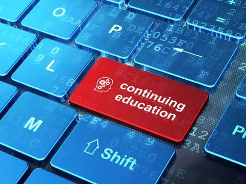 Head With Gears and Continuing Education on keyboard Stock Illustration