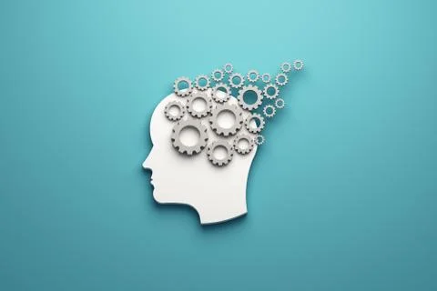Head gears concept of memory training logo. Abstraction of thinking mind. This Stock Illustration