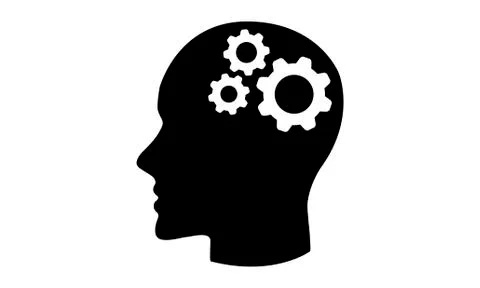 Head with gears concept vector icon Stock Illustration