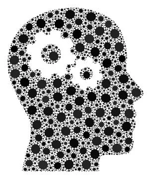 Head Gears Covid Virus Composition Icon with Infection Elements Stock Illustration