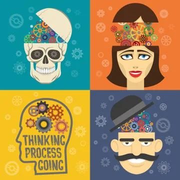 Head with gears Stock Illustration