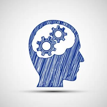 Head with gears inside. Stock-Illustration