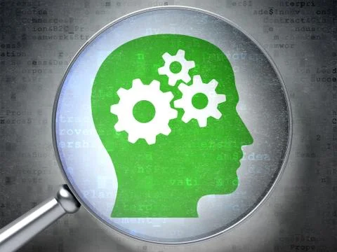 Head With Gears optical glass on digital background Stockillustratie
