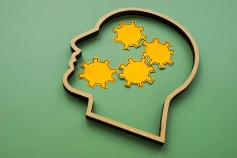 Head with gears symbolizing critical thinking. Stock Photos