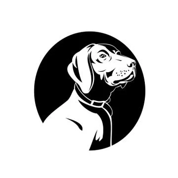 Head of a German Shorthaired Pointer Dog Retro Black and White Illustrazione stock