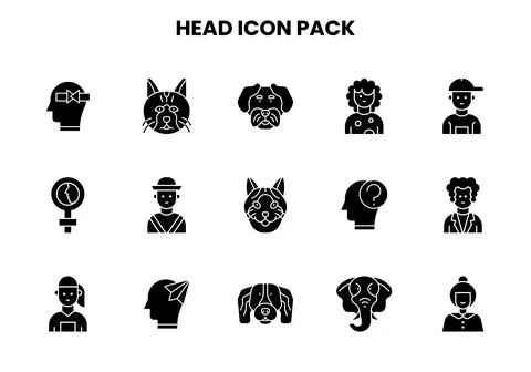 Head Glyph Scalable Icons Pack Stock Illustration
