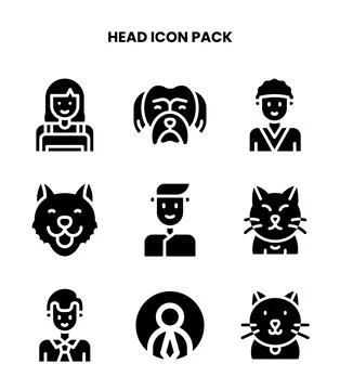 Head Glyph UI Icons Pack Stock Illustration