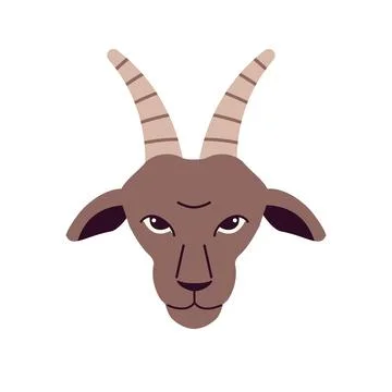 Head of goat in flat style on white background. Stock Illustration