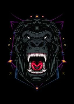 Head of a gorilla with angry face Stockillustratie