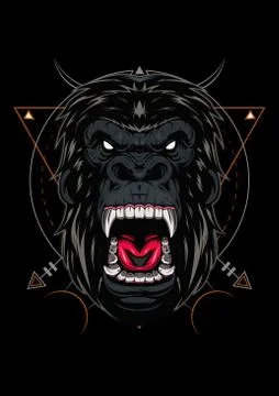 Head of a gorilla with angry face Stock-Illustration
