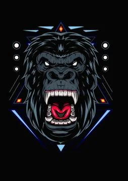 Head of a gorilla Stock Illustration