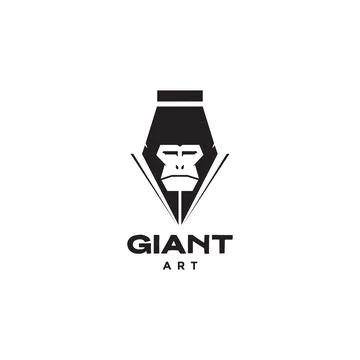 Head gorilla with pencil art logo design vector graphic symbol icon illustr.. Stock Illustration