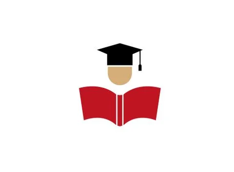 Head with graduation hat open book for logo design Stock Illustration