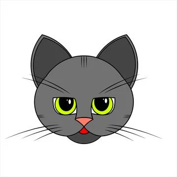 Head of a gray cat on a white background Stock Illustration