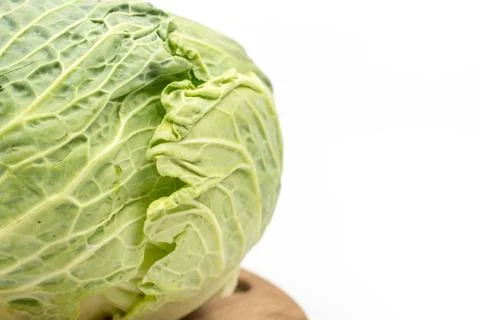 Head of green cabbage with copy space Stock Photos