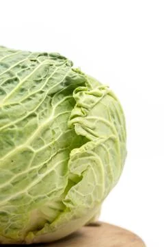Head of green cabbage with copy space Stock Photos