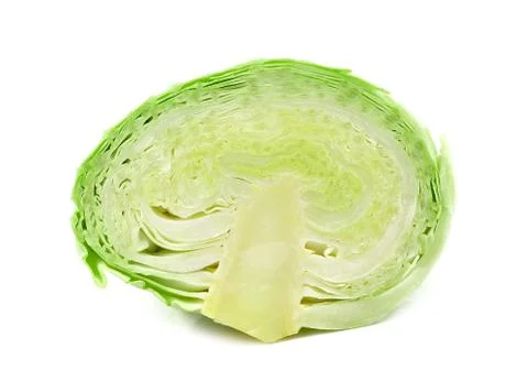Head of green cabbage vegetable isolated on white background Stock Photos