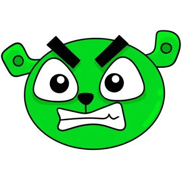 The head of a green faced bear held back a grumpy rage. doodle icon drawin... Stock Photos