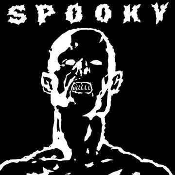 The head of grim zombie with a scary face. Vector illustration. Stock Illustration