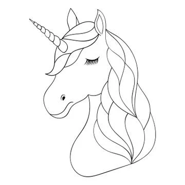 Head of hand drawn unicorn Stock Illustration