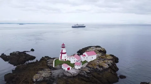 Head Harbor Lighthouse Aerial Campobello Island New Brunswick Maine Zaandam Stock Footage 344912015