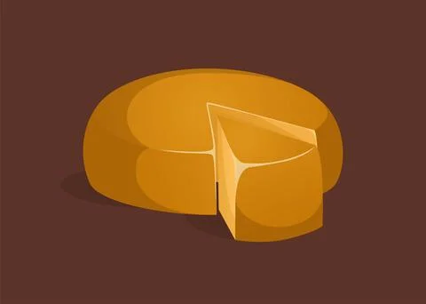 Head of hard cheese. Vector illustration. Cheddar, gouda in a realistic sty.. Stock Illustration