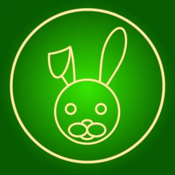 Head of a hare, a rabbit in a neon circle. Easter. Stock Illustration