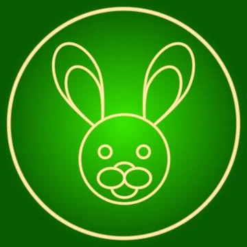 Head of a hare, a rabbit in a neon circle. Easter. Stock Illustration