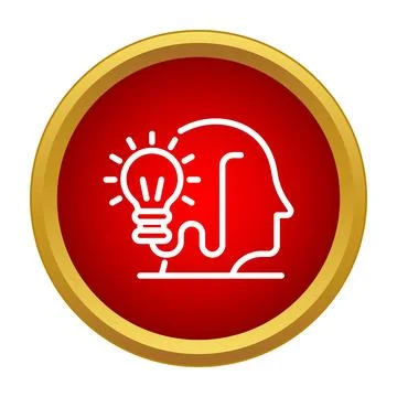 Head having an idea with light bulb icon Illustrazione stock