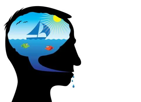 Head with holiday idea inside - ilustration Stock Illustration
