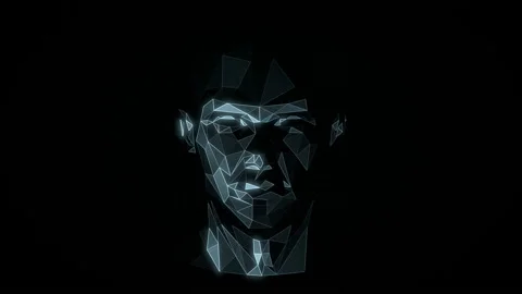 Head Hologram. Virtual Reality Avatar. Artificial Intelligence. 3D Mesh. Loop. Stock Footage 100876975