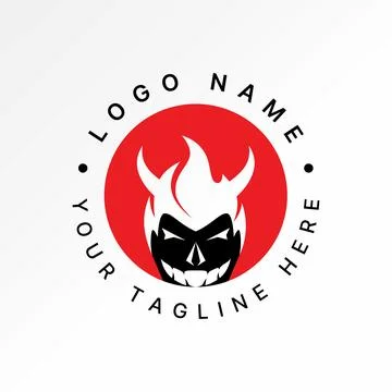 Head horned devil demon satanic face lucifer skull horror symbol gothic scary Stock Illustration