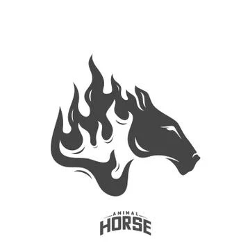 Head Horse logo design vector. Horse Fire logo template. Illustration Vector Stock Illustration