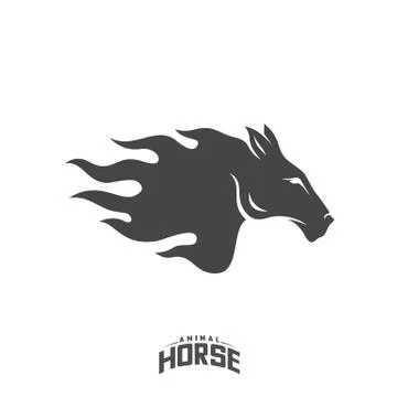Head Horse logo design vector. Horse Fire logo template. Illustration Vector Stock Illustration