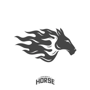 Head Horse logo design vector. Horse Fire logo template. Illustration Vector Stock Illustration