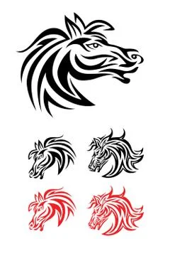 Head horse set Stock Illustration