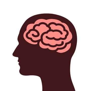 Head with human brain. Organ of thinking and intellect. Vector illustration i Stock Illustration