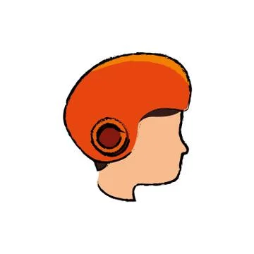 Head human with helmet motorcycle 스톡 일러스트