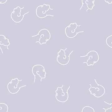 Head human line seamless pattern Stock Illustration