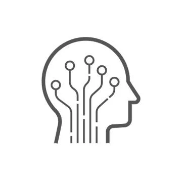 Head human smart technology logo vector. Brain human artificial logo type, icon 스톡 일러스트
