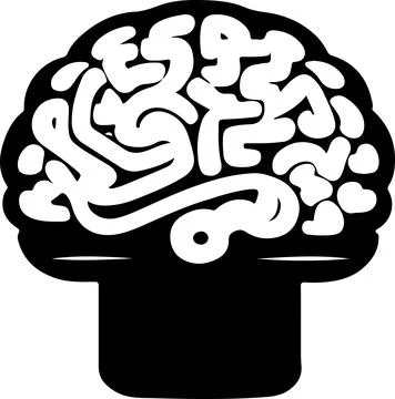 Head of human think brain idea icon flat black line stroke Isolated. machin.. Stock Illustration