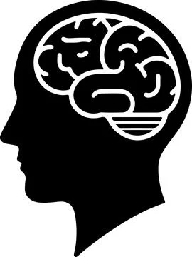 Head of human think brain idea icon flat black line stroke Isolated. machin.. Stock Illustration