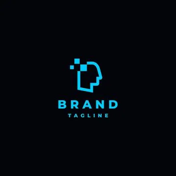 Head Icon with Digital Accents Stock Illustration
