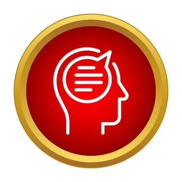 Head icon displaying speech bubble thinking communication Stock Illustration